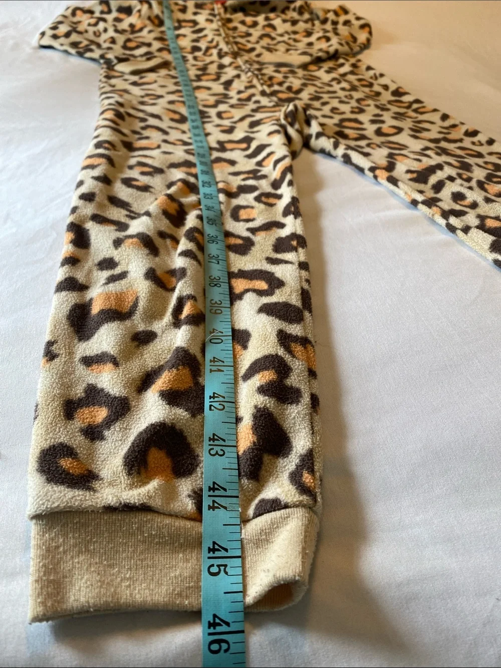 Saintove Kids Leopard Print Fleece Romper - Beige/Brown with fluffy hood